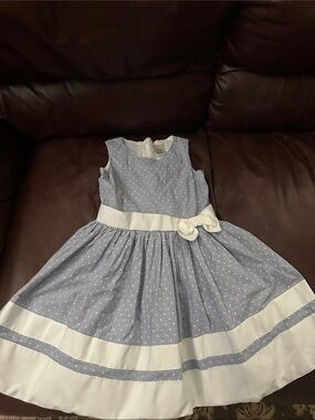 Gymboree Light Blue Polka Dot Dress with White Sash